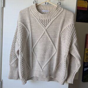 Calista Cream Chunky Cable Knit Pullover Sweater Size Small